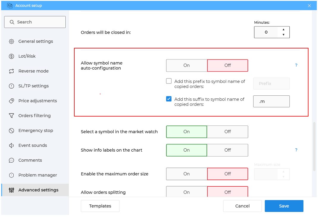 How to copy orders for the symbols with different suffixes