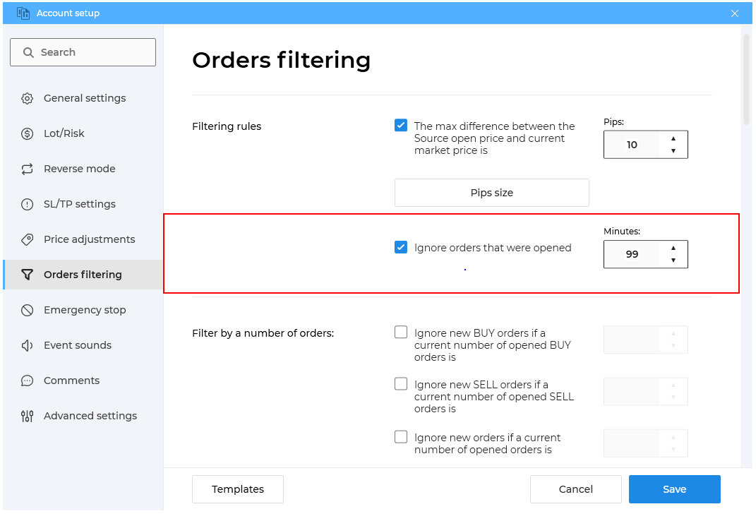 How to copy orders with big time difference