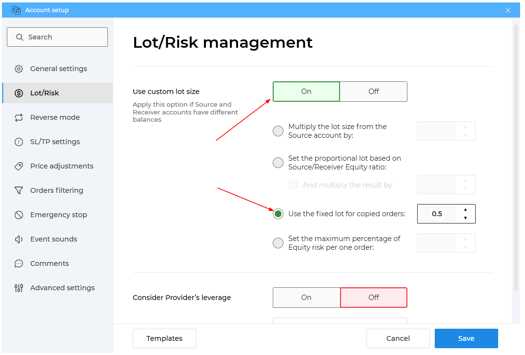 How to copy orders with fixed lot size